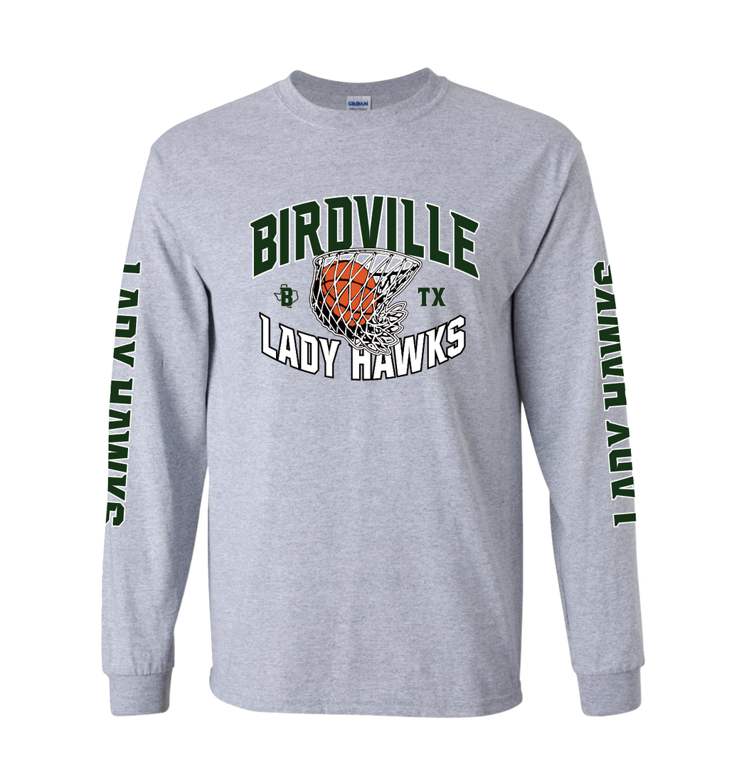 Lady Ballers Unisex LS Tee in Grey Htr