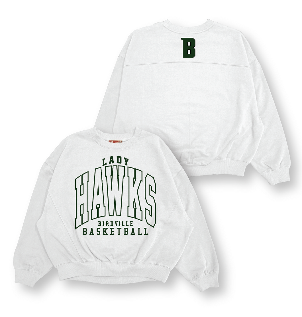 Hawkeye Drop Shoulder Crew Sweatshirt in White
